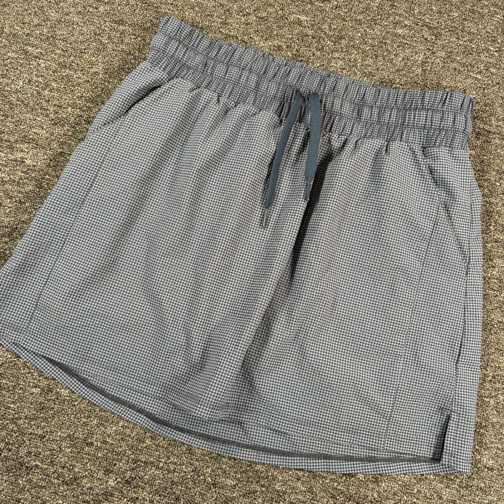 Adidas Golf Skort Womens Medium Blue Gingham Check Drawstring Active Skirt